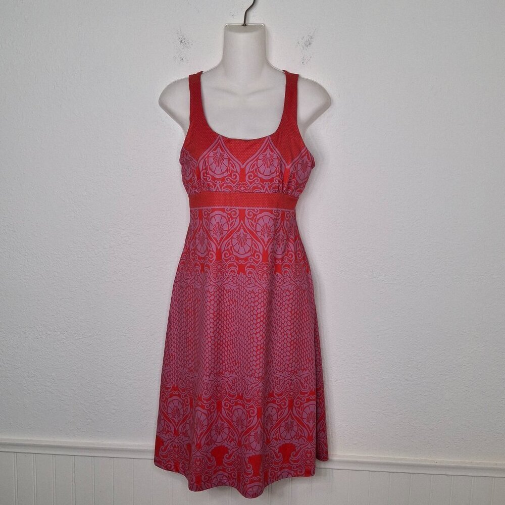 PrAna Dress Sz M Midi Sundress Athleisure Hawaiian Outdoor Boho Colorful Travel